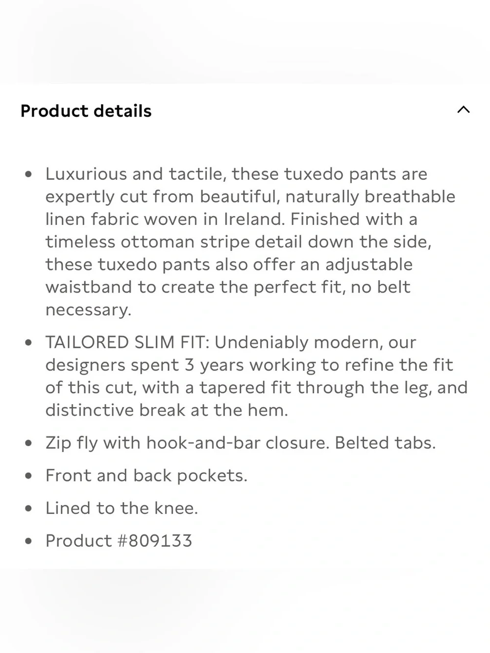 Banana Republic Irish Linen Tapered Tuxedo Pants in Light Beige